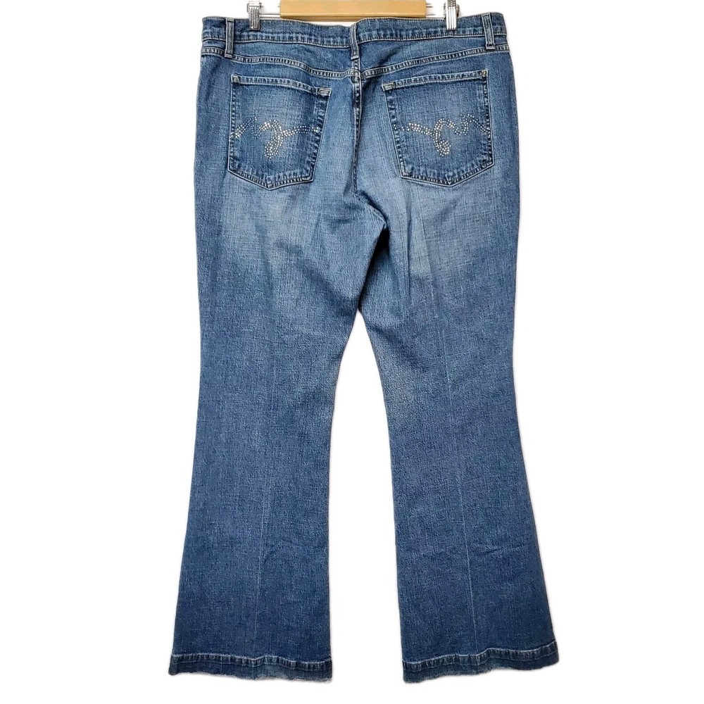 Vtg Mossimo Bling Denim Long & Slender Womens Size 18 Bootcut Jeans High-Waist